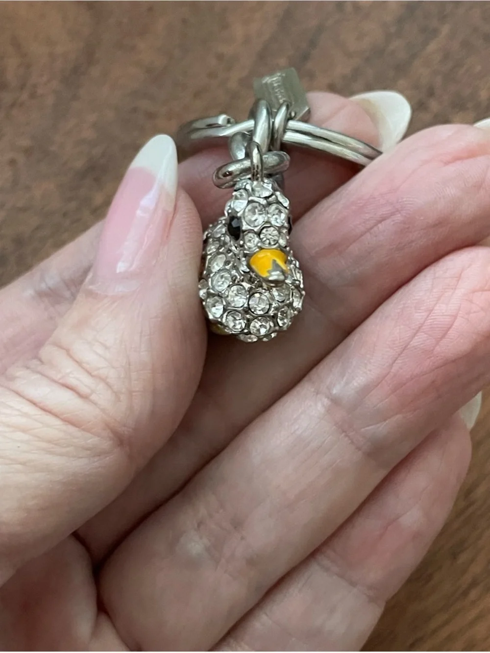 LS 🔥 Coach Swarovski crystal embossed tiny duck bag charm